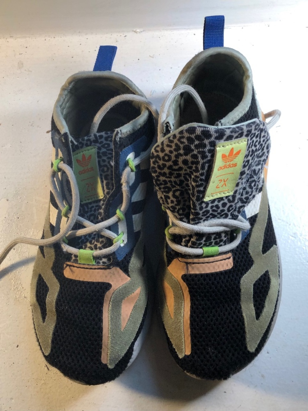 RARE Adidas ZX 2K Boost Multicolor Leopard Accent Unisex Kids Athletic Sneaker S